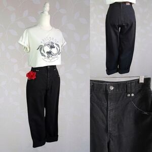 Vintage 90s High Rise Denim Mom Jeans 100% Cotton Washed Black Ozark 26